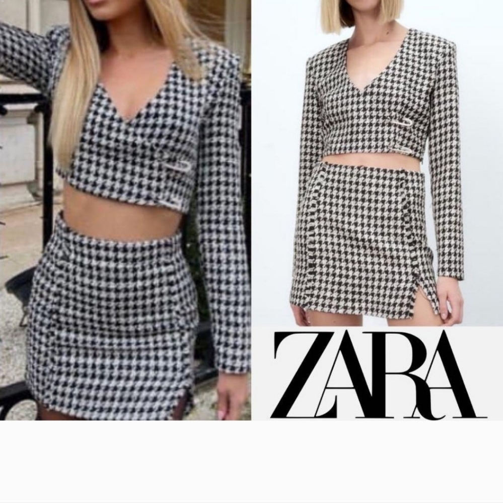 Zara Skirt Set M skirt L Top Rhinestone accent